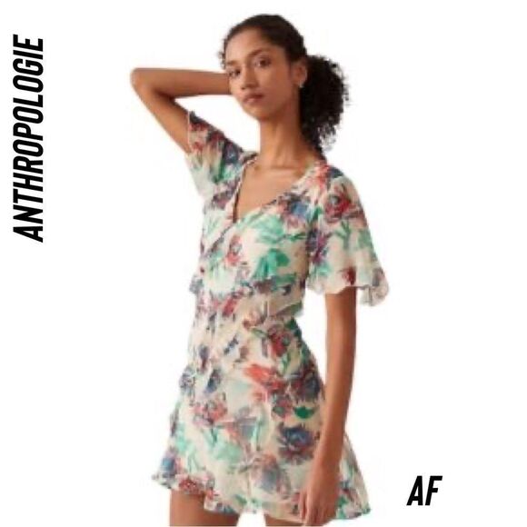 ANTHROPOLOGIE SOFT PRINTED MINI DRESS NEW XS - Picture 5 of 7